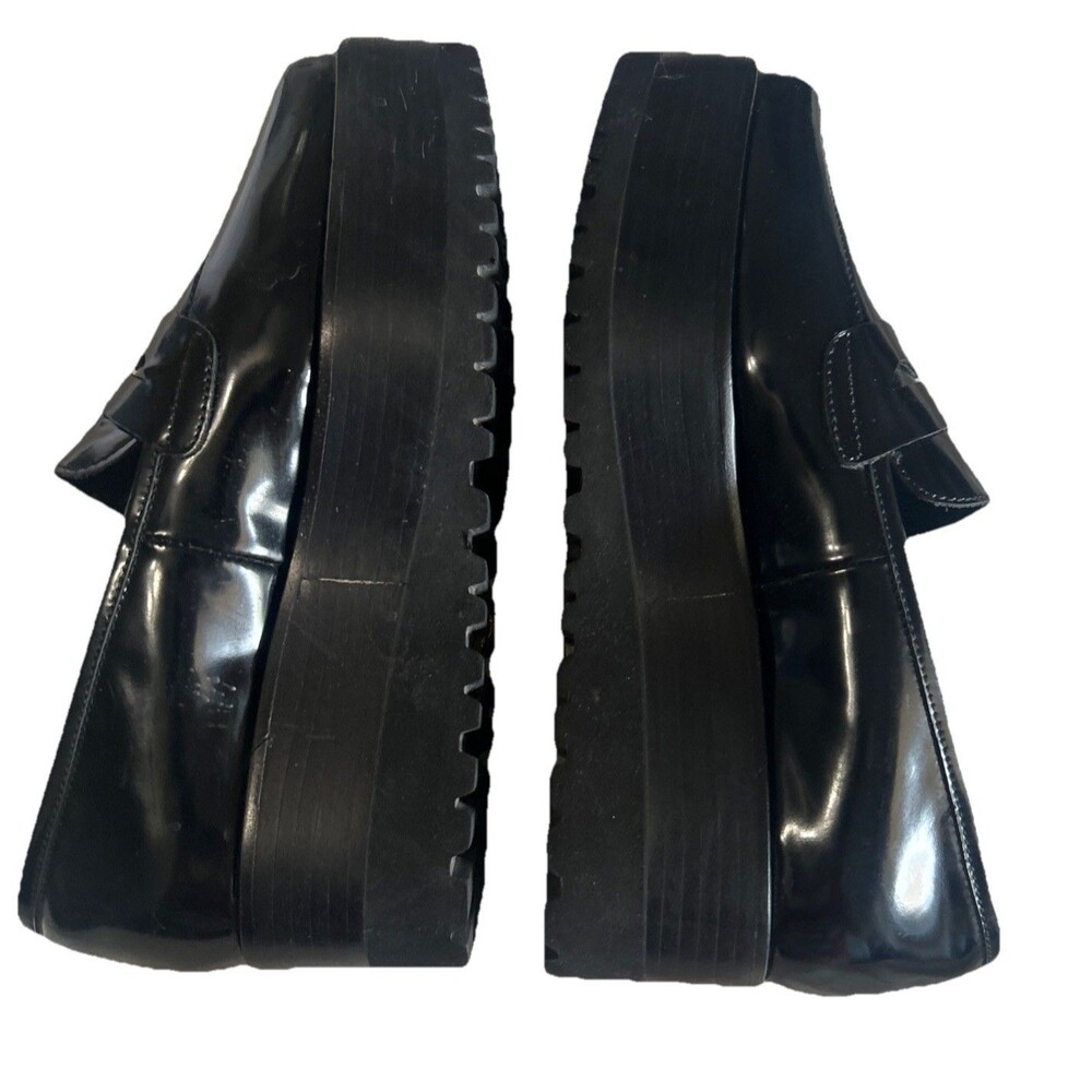 Jeffrey Campbell Suit You Sz 5.5 Platform Loafer Chunky Wedge Pointed Toe Black - Picture 11 of 16
